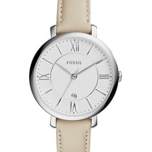 FOSSIL JACQUELINE BEIGE LEATHER & STAINLESS STEEL WATCH